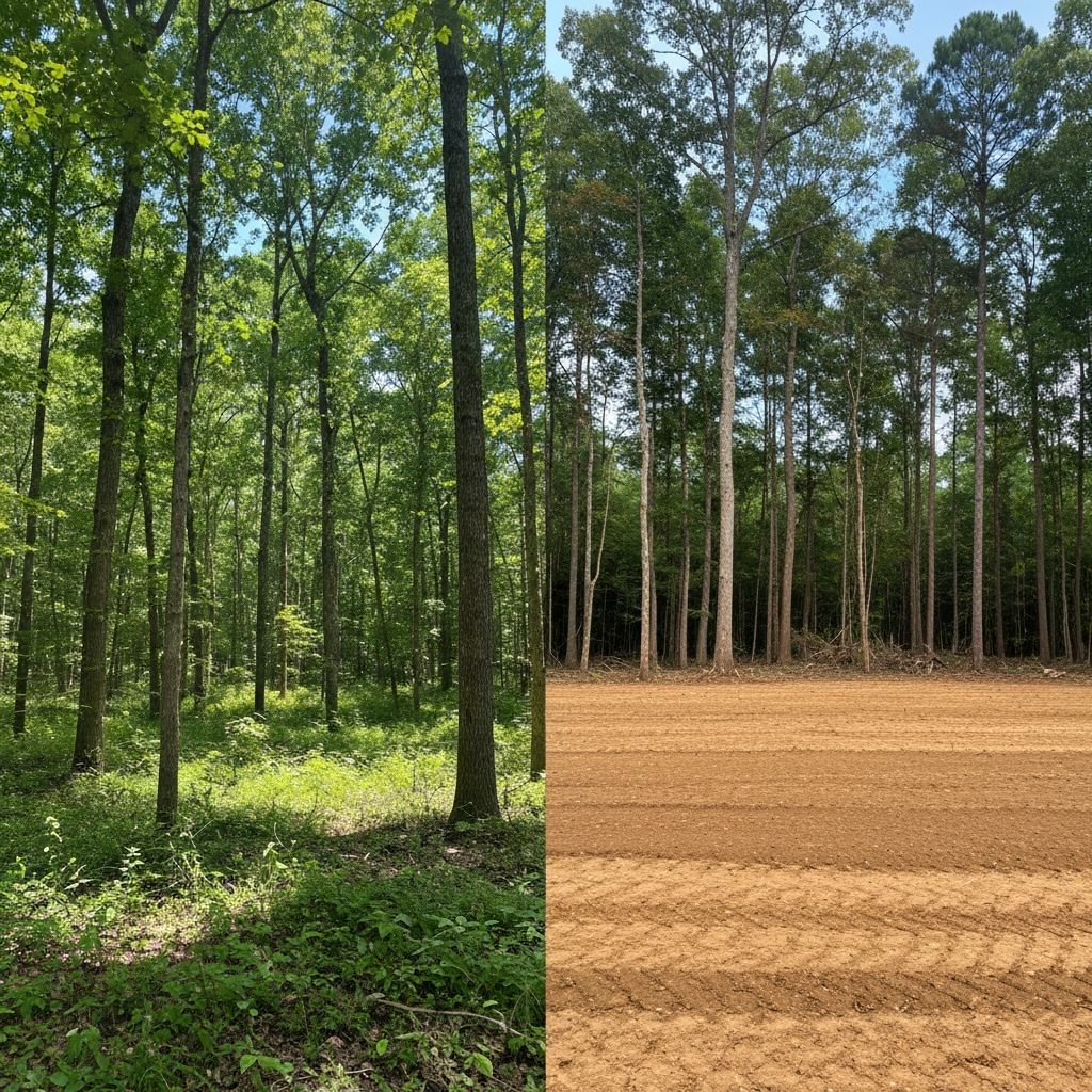 Before and after land transformation